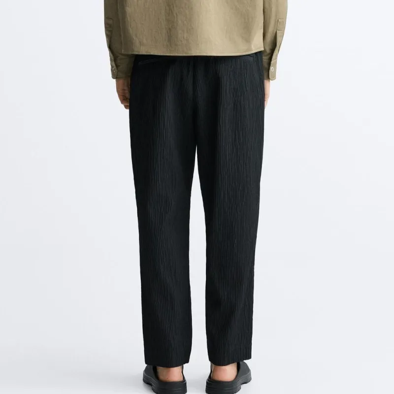ZARA Casual Pants Men Black-3