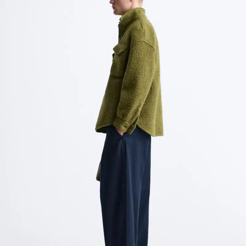ZARA Cashmere Sweater Men's Medium Green-4