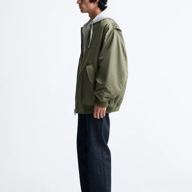 ZARA Jackets Men Khaki-4