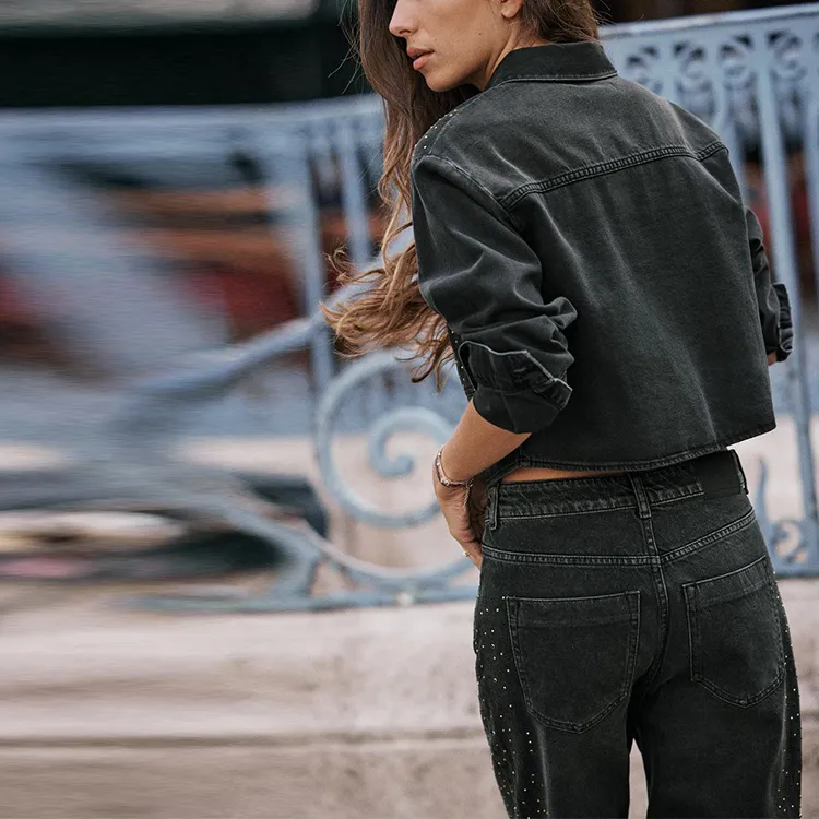 ZARA Denim Jacket Women's Black-3