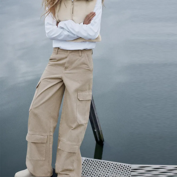 ZARA Cargo Pants Women's Sand-2