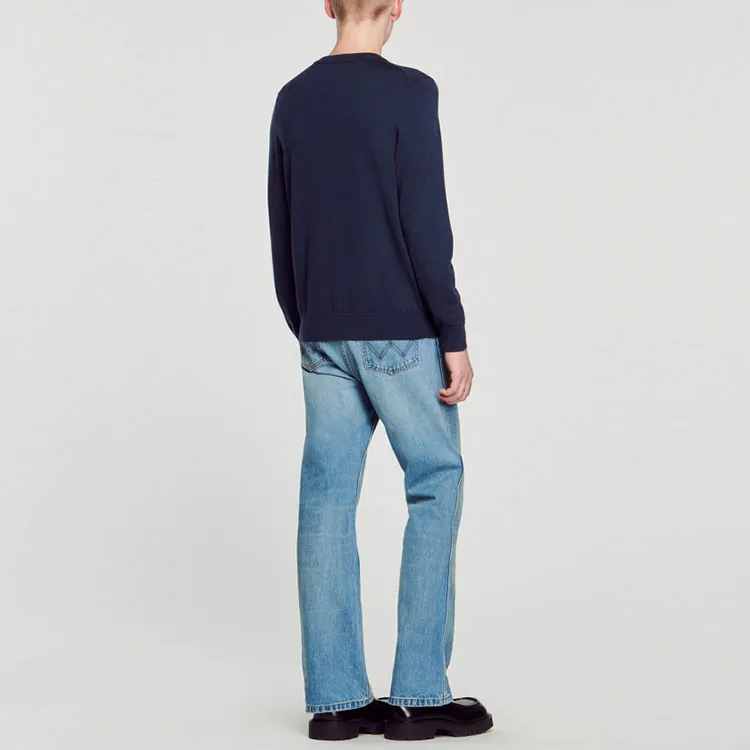 Sandro Cashmere Sweaters Men Blue Gray-2