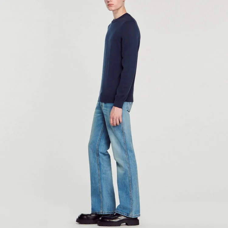 Sandro Cashmere Sweaters Men Blue Gray-3