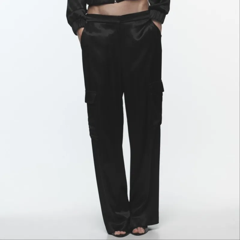 ZARA Cargo Pants Women's Black-2