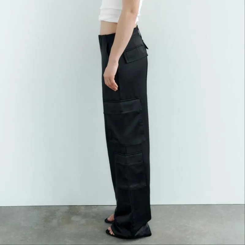 ZARA Cargo Pants Women's Black-3