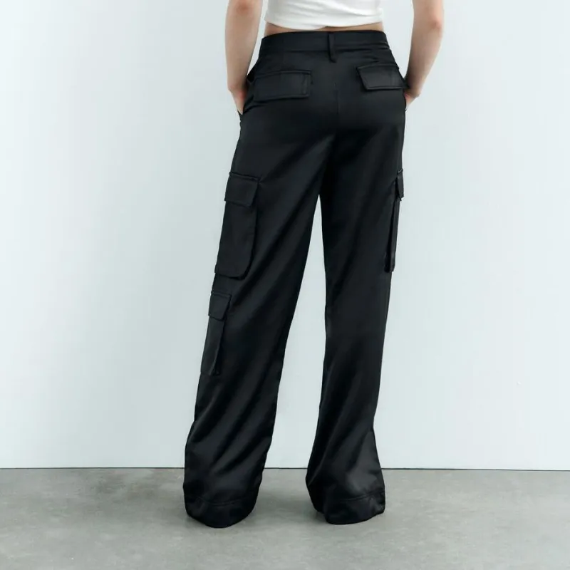 ZARA Cargo Pants Women's Black-4
