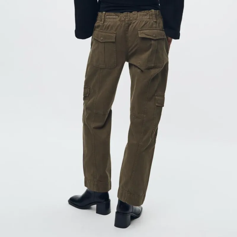 ZARA Cargo Pants Women's Khaki-2