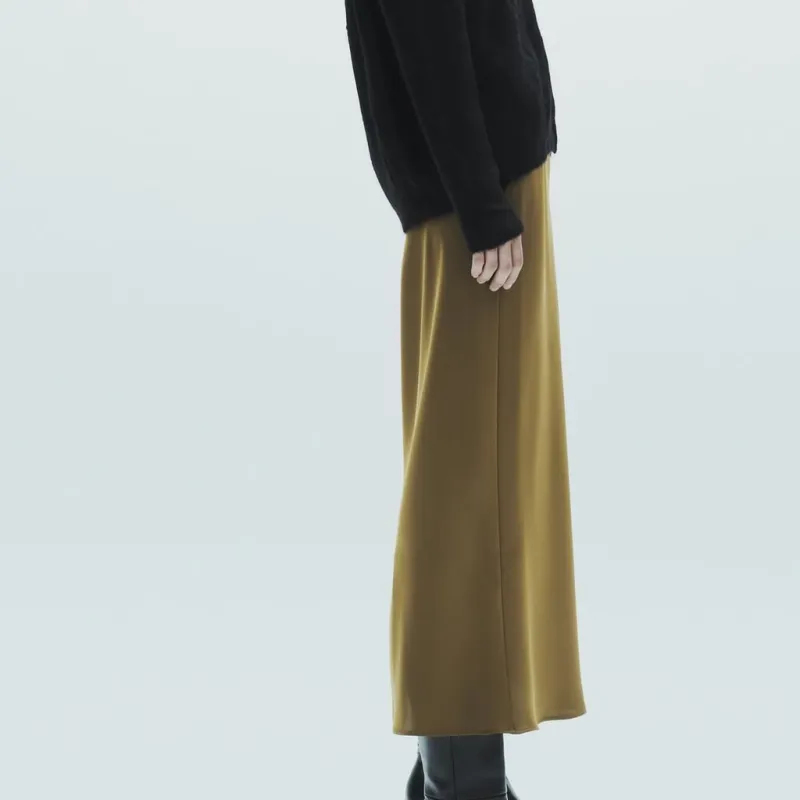 ZARA Casual Long Skirts Women's Dark Olive Green-4