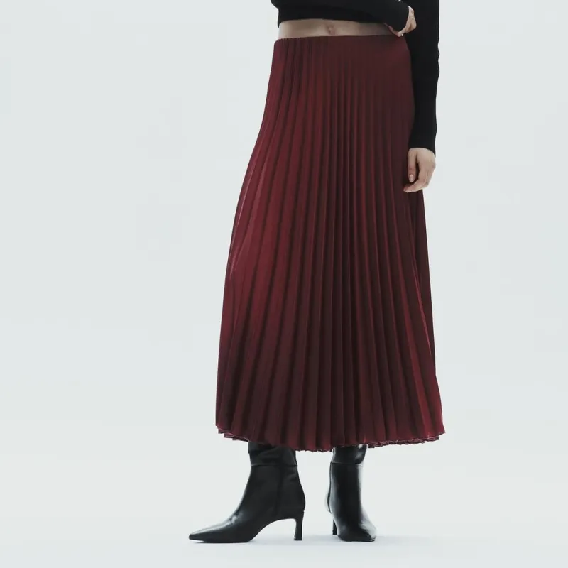 ZARA Casual Long Skirts Women's Deep Eggplant Purple-2