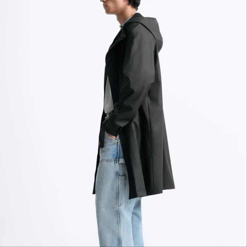 ZARA Windbreaker Jackets Men Black-3