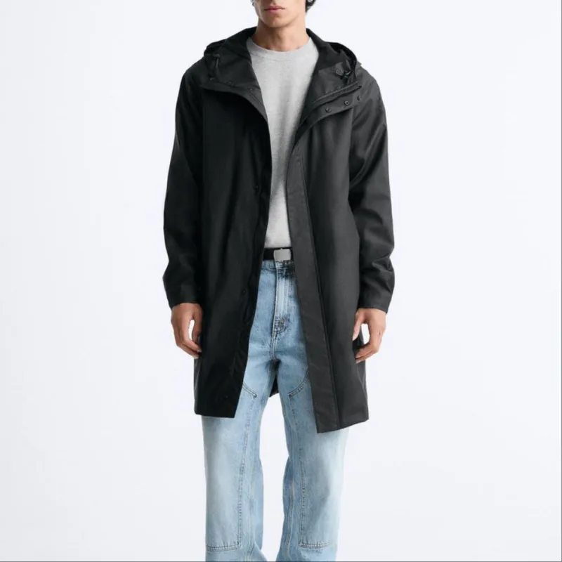 ZARA Windbreaker Jackets Men Black-2