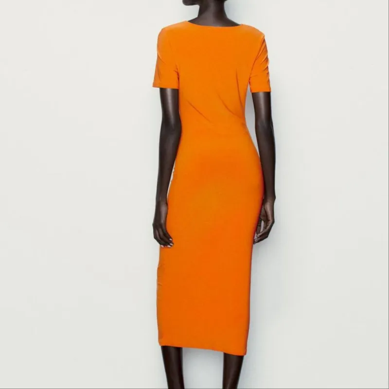 ZARA Short-Sleeved Dresses Women's Orange-3