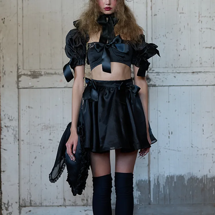 Selkie Casual Short Skirts Women's Black-1