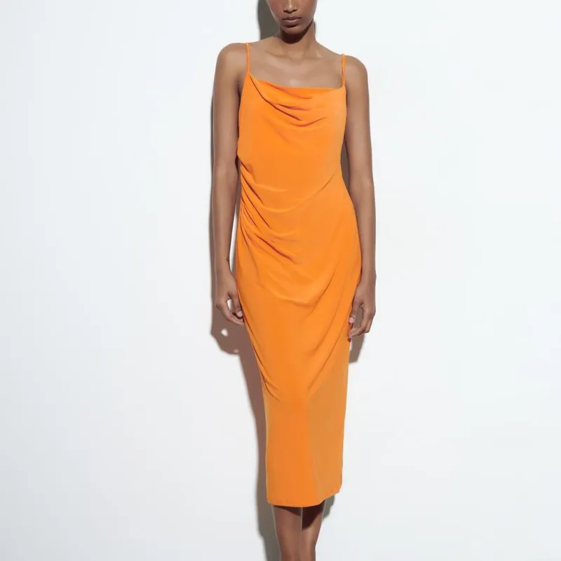 ZARA Slip Dresses Women's Orange-1
