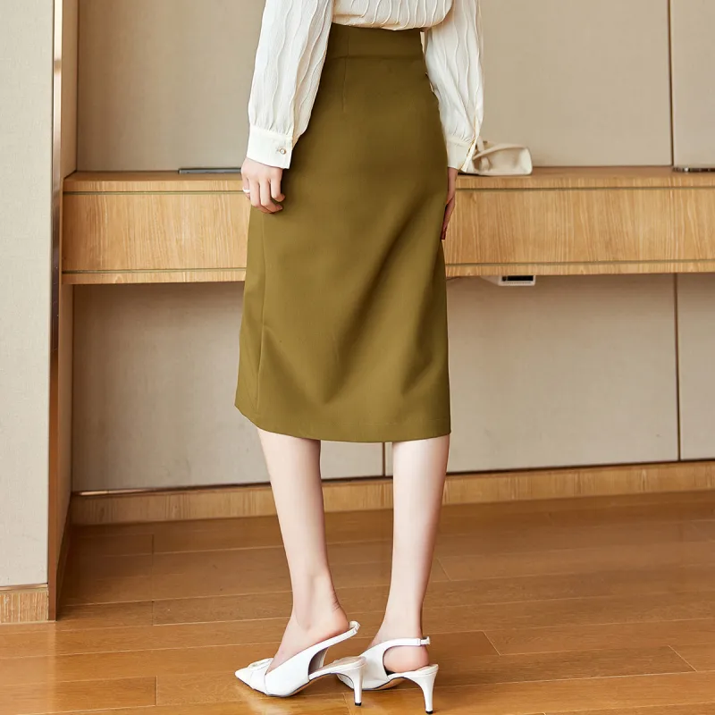 Mt Casual Long Skirts Women's Yellow Green-2