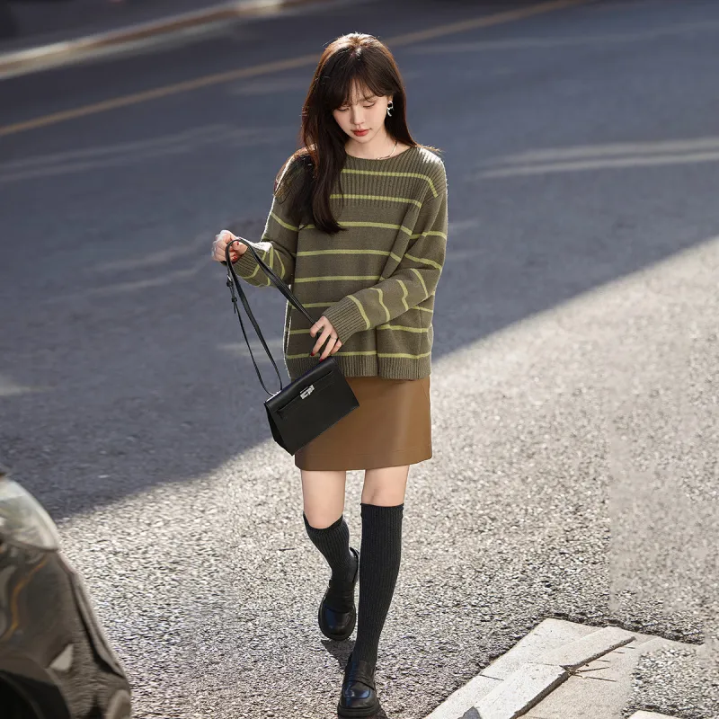 Mt Knitwear Women's Green Stripes-1