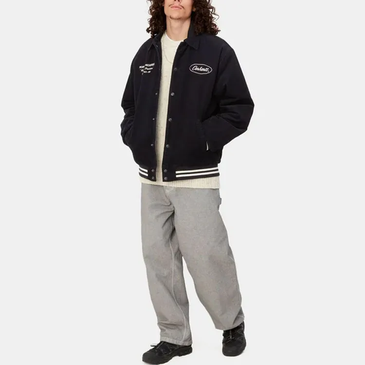 Carhartt WIP FW23 Letterman Jacket Jacket Unisex Dark Marine Blue-5