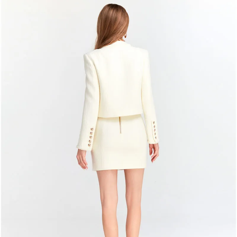 Bebe SS24 Cropped Coats Women's Raw White-1