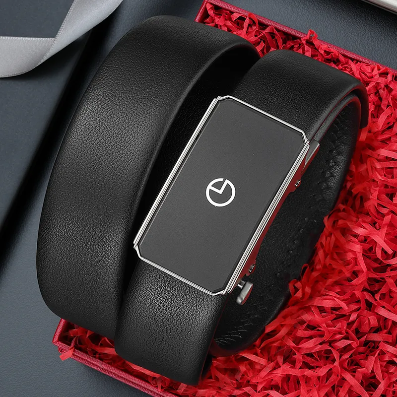 GOLDLION Automatic Buckle Ostrich Print Comfortable Elegance Cow Leather Belts Men's Width 3.4CM-2