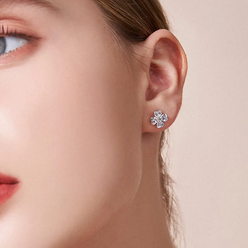QIANFANGDAHUANGYE Silver Stud Earrings Women's-1