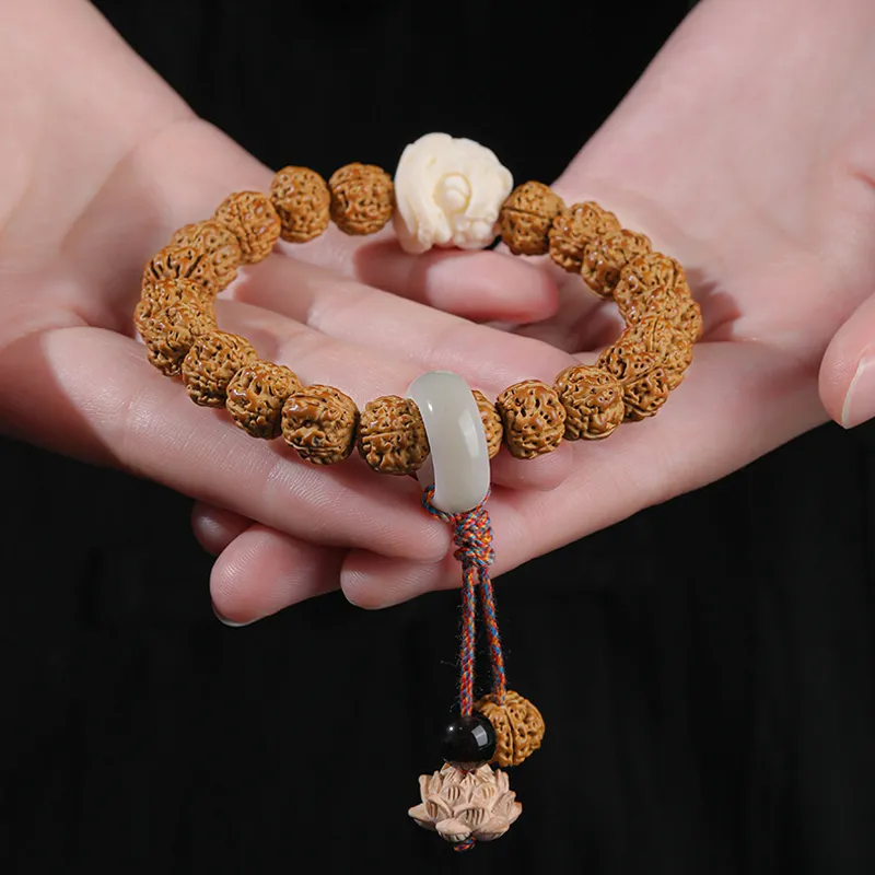 There Is You In The Long World King Kong Bodhi Seeds Chinese Style Beaded Bracelet Unisex-2