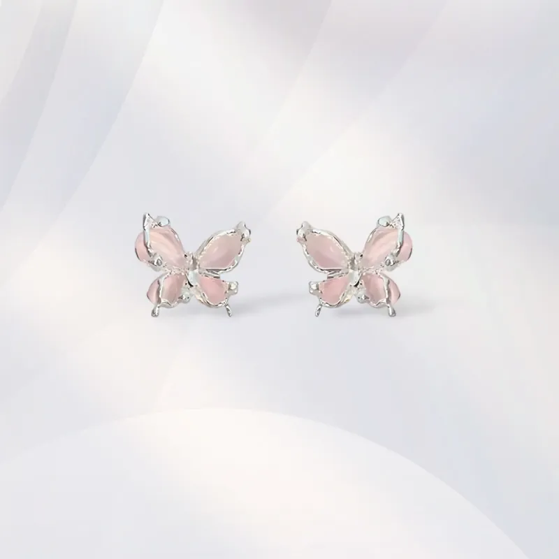 ZWU Glass Cat Eye Stud Earrings Women's-4