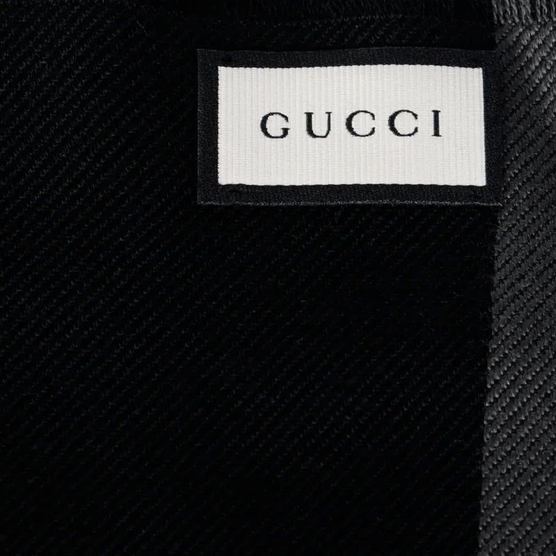 GUCCI Knit Scarves Unisex Black Gray Color-2