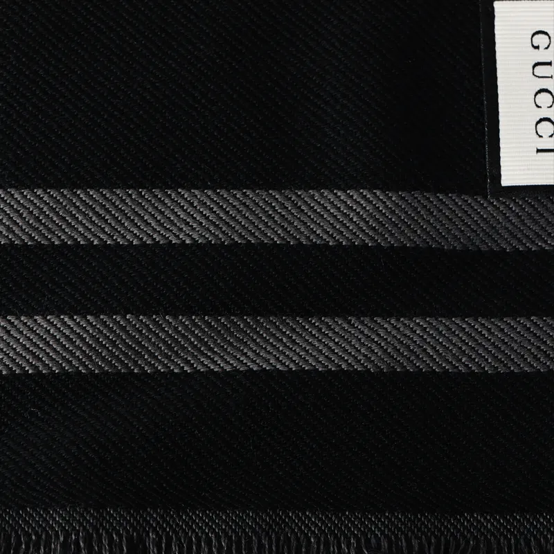 GUCCI Knit Scarves Unisex Black Gray Color-3