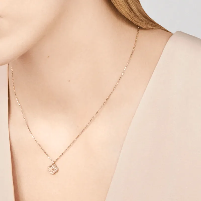 Van Cleef & Arpels Alhambra Four Leaf Lucky Series 18K Rose Gold Necklaces Women's Rose Gold, Single Flower-4