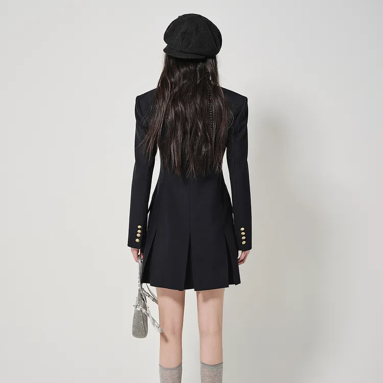 D'zzit Long Sleeved Dress Women's Dark Blue-2