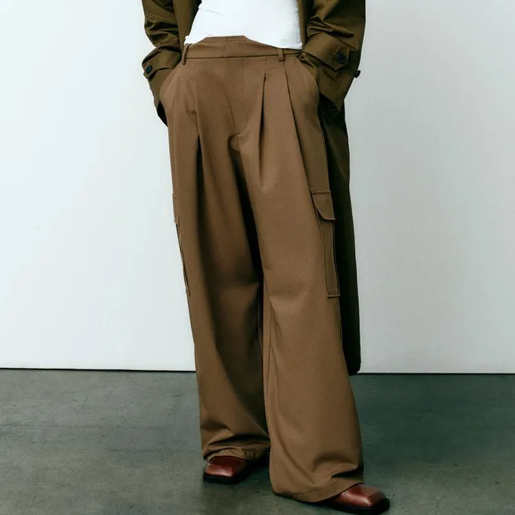ZARA Cargo Pants Women's Yellow Khaki-2