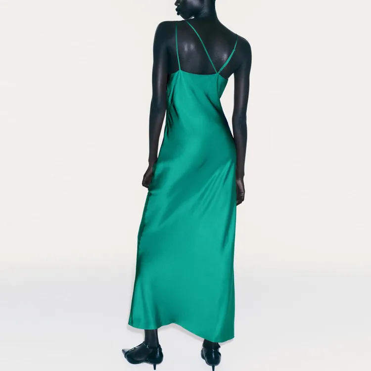 ZARA Slip Dresses Women's Emerald-3