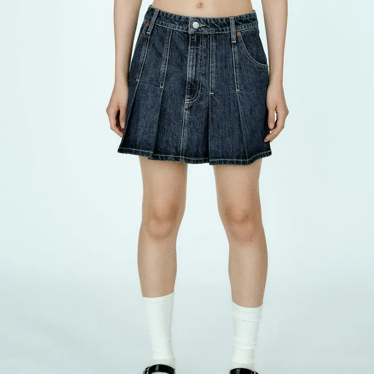 ZARA Denim Short Skirts Women's Blue-2