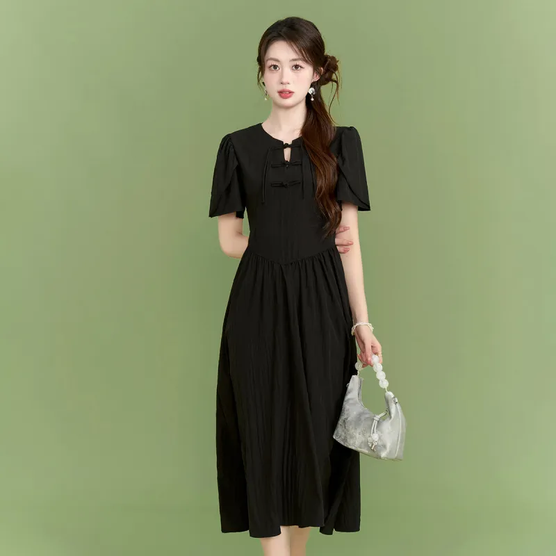 Emodues Short Sleeved Dress Women's Black-3