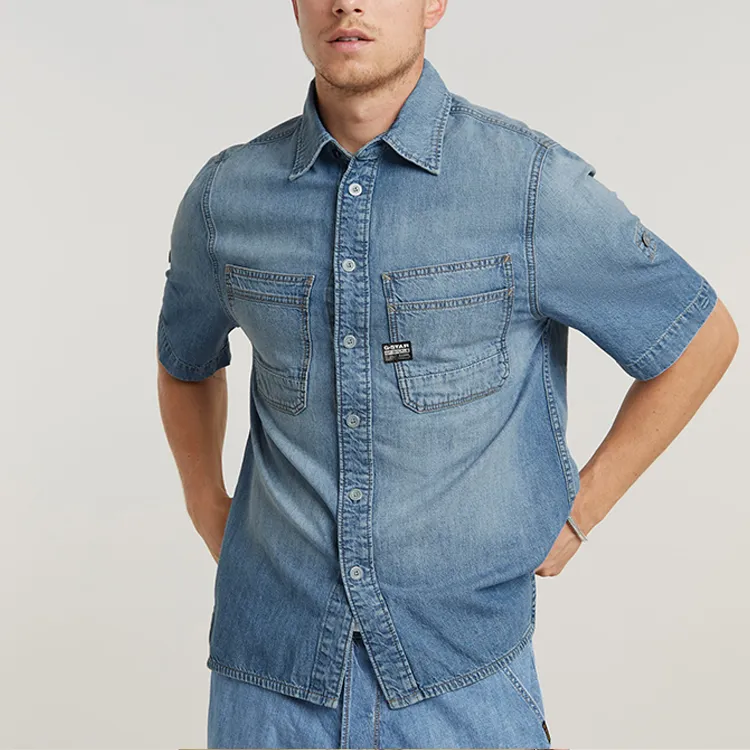 G-STAR RAW Shirt Men's Off-White Dark Blue-1