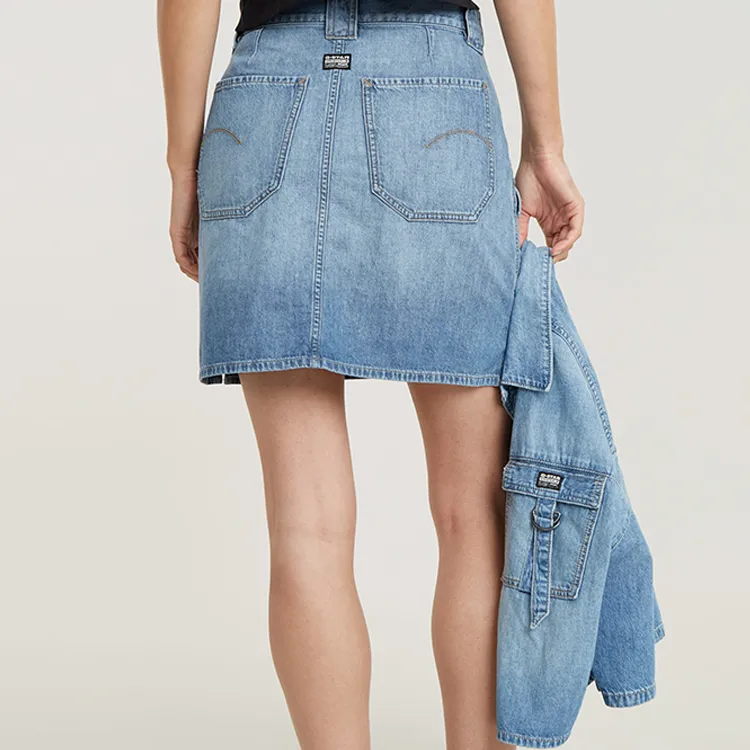 G-STAR RAW Casual Short Skirts Women's Off-White Dark Blue-2