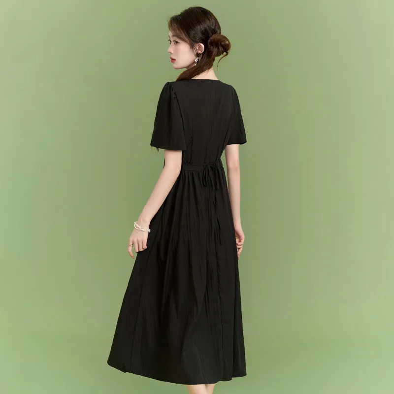 Emodues Short Sleeved Dress Women's Black-2