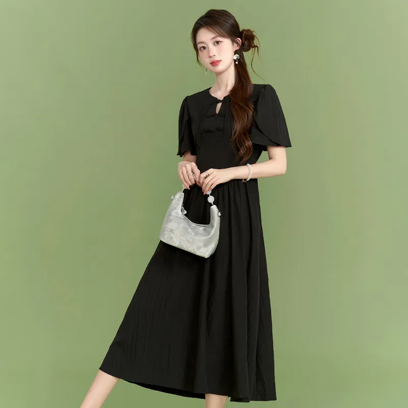 Emodues Short Sleeved Dress Women's Black-1