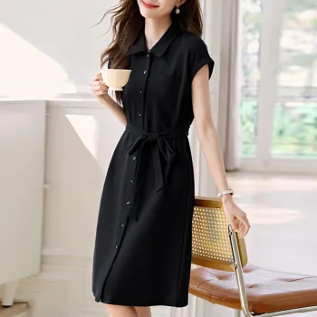 Mo Han Yi Mei Short Sleeved Dress Women's Black