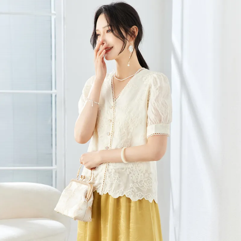 TERRE BLEUE Shirt Women's Apricot-3