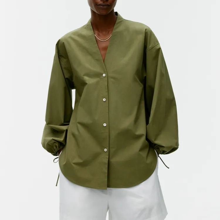 ARKET Shirt Women's Dark Khaki Green-2