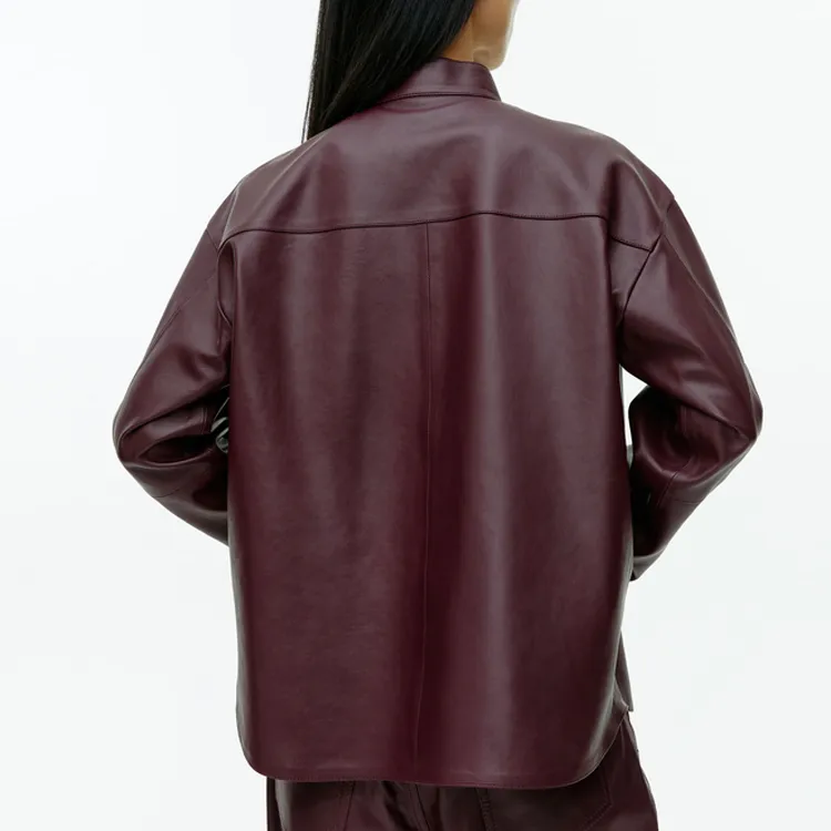 ARKET Leather Jacket Women's Deep Red-2