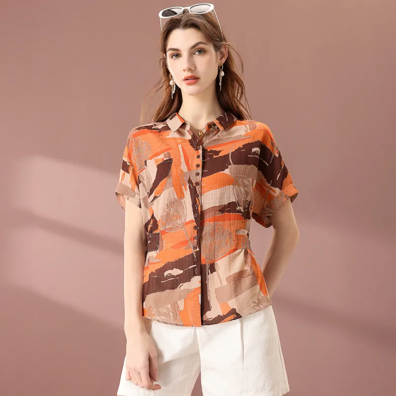 FENHONGMALI Shirt Women's Orange-1