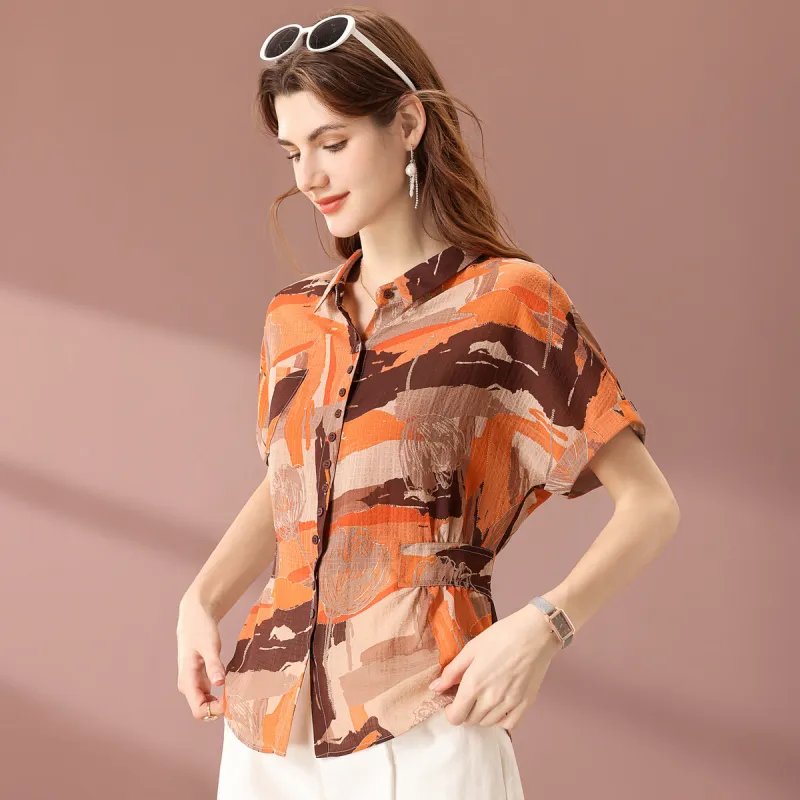 FENHONGMALI Shirt Women's Orange-3