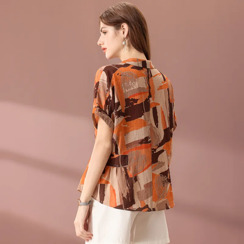 FENHONGMALI Shirt Women's Orange-2