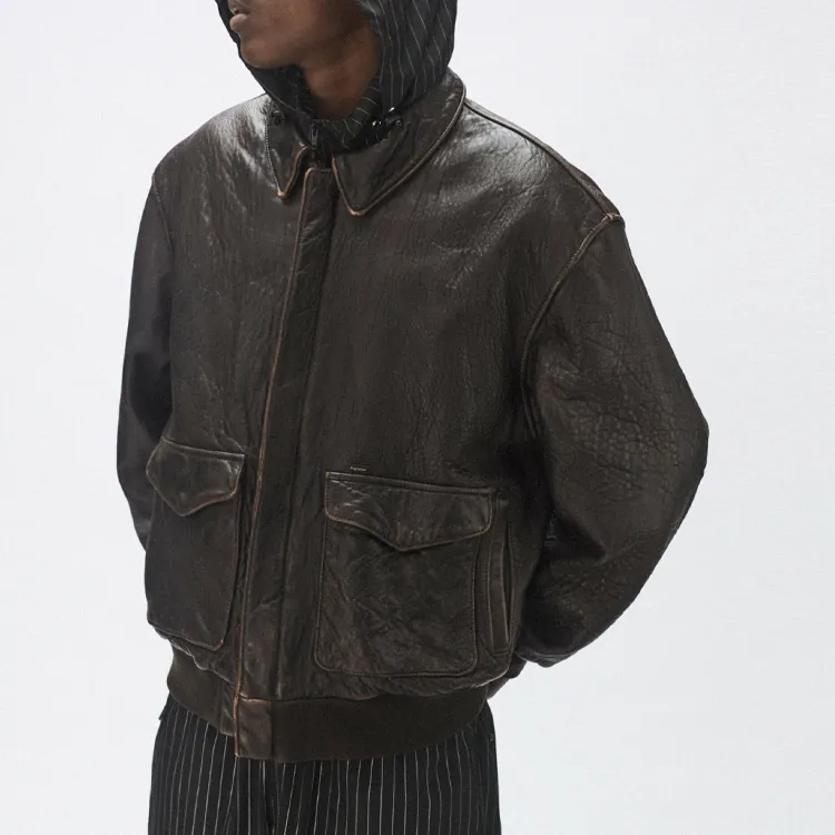 Supreme X Schott Snow White Hand Painted Leather A2 Jacket-4