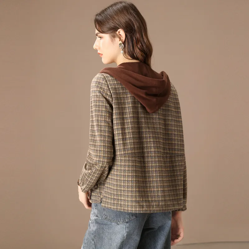 FENHONGMALI Jacket Women's Coffee-2