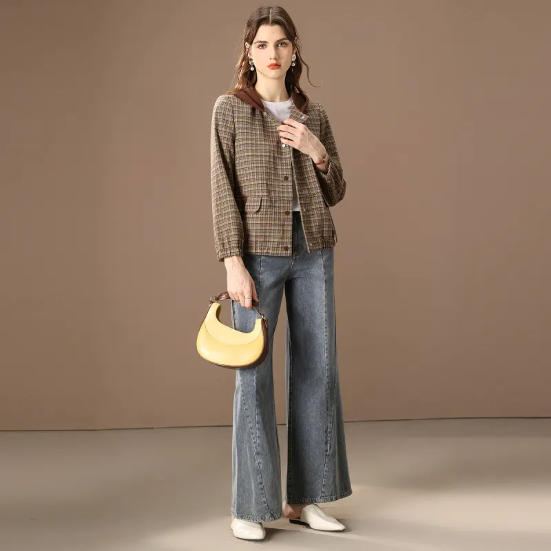 FENHONGMALI Jacket Women's Coffee-1