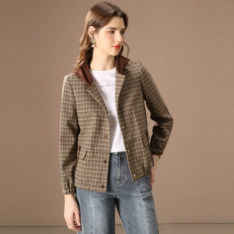FENHONGMALI Jacket Women's Coffee-3
