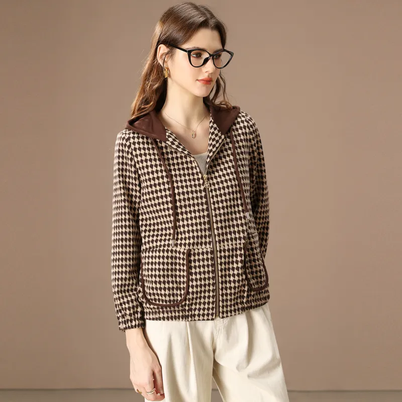 FENHONGMALI Jacket Women's Coffee-1